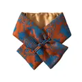 Elegante calentador de cuello de seda con bordado chino azul - 82x13cm / Seda Xiangyun Azul Real Vintage