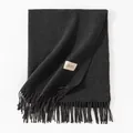Elegant dark grey faux cashmere scarf with classic fringe tassels for winter warmth. - Marled Dark Grey (With Tag) / 200x68cm
