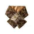 Elegante bufanda de seda china Xiangyunsha con cálido forro de satén dorado invernal - 82x13cm / Terciopelo Dorado Patrón Verde Oscuro