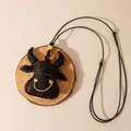 Handcrafted silk bull head necklace pendant in ethnic style with adjustable cord. - Ox Shape (FHS25-3021-1)