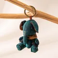 Handcrafted teal silk elephant ornament hanging on branch for bag charm or car accessory - Bubu Elephant Style (FHS25-3020-1)