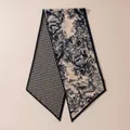 Double-sided silk wool scarf with houndstooth and jungle print, angled ends. - 140*25cm / Houndstooth Print Style (FHZ25-90247-1)
