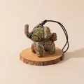 Traditional handmade brocade elephant charm pendant with elegant silk floral patterns - Elephant Shape (FHS25-3023-1)
