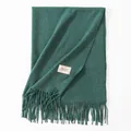 Elegant teal green faux cashmere scarf with fringe tassels for premium winter warmth - Heather Green (With Tag) / 200x68cm