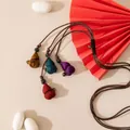 Handmade Xiangyun silk gourd pendant necklace with adjustable cord and bronze bell - Gourd Shape (FHS25-3022-1)