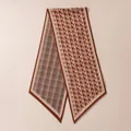 Elegant double-sided silk wool skinny scarf with houndstooth and plaid patterns - 140*25cm / Plaid Orange Style (FHZ25-90249-1)