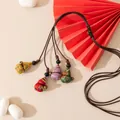 Handmade silk Xiangyunsha ethnic necklace with cute elephant charms and adjustable cord - Gourd Shape (FHS25-3022-2)
