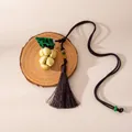 Elegant handmade silk grape pendant ornament with dark tassel for bag or car decor - Grape Shape Necklace (FHS25-3001-2)