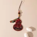 Handmade silk gourd pendant with horse embroidery for Year of the Horse - Embroidered Gourd Pendant (FHS25-3005-1)