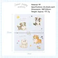 Niedliches Sticker-Aufbewahrungsalbum mit Welpenillustration, hellblau kariert, 180x220mm PP - Sommer Hund Thema / 26 Blatt / Blau
