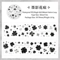 Cinta decorativa de PET impermeable con motivos florales en tinta negra para álbum de fotos - Ink & Bloom