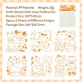 6-sheet set of cute cat-themed hollow painting stencils for journaling and drawing - Light Cat Steps