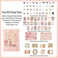 Pack de pegatinas y papel de scrapbooking vintage Four Seasons en un elegante rosa - Pack de 100 / Flor de Primavera Cálida