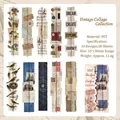 Vintage PET collage sticker pack with 20 sheets of retro botanical and map designs - Vintage Collage / Pack of 20