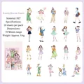Lot de stickers en PET imperméables avec diverses tenues de filles illustrées pour journal - Cœur de Rêve Doux / Paquet de 20