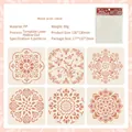 6-piece mandala stencil set with intricate laser-cut patterns for DIY drawing - Wood Grain Cloud (ai-6 Pieces/Pack)