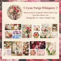 Vintage floral washi tape set with rose and lily patterns for DIY scrapbooking art - 55mm*2m / Green Twigs