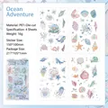4 sheets of watercolor PET stickers with ocean marine adventure themes for journaling - 4pcs / Ocean Adventure