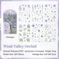 Waterproof PET floral decorative stickers, Wind Valley Orchid variant, 6 sheets pack. - 6 Sheets / Orchids in the Windy Valley