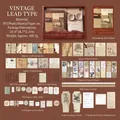 Vintage scrapbooking cadeauset met stickers, washi tape en A6 dagboek, bruin thema - Retro Typeface