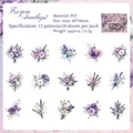 Pegatinas PET flores púrpuras tema Frozen Amethyst para scrapbooking y diario 30 piezas - Amatista Congelada / 30 Hojas