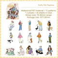 Waterproof PET stickers with girls and pets for scrapbooking and journaling, 30pcs - 30 Sheets / Cute Pet Interaction