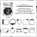 Retro Confidential Archives waterproof PET decorative sticker set for scrapbooking, 20pcs - 20 Pcs / Classified Dossier