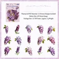 Waterproof PET purple floral stickers for scrapbooking with 15 unique flower designs - Wild Spring Rhapsody Series / 30 Sheets / Light Purple Mist Island