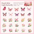 Waterproof PET stickers set featuring pink butterfly and flower designs for journaling - Peach Mist Butterfly / 25 Pieces/Pack