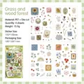 Set of 4 sheets waterproof PET botanical stickers with vintage nature illustrations for journaling - Lush Vegetation / 4pcs