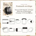 Vintage waterproof PET stickers with postmark frames design for journal scrapbooking - 20 Pcs / Postmark Envelope