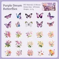Watercolor butterfly and flower PET stickers for scrapbooking, 25 pieces set - Aster Dream Butterfly / 25 Pieces/Pack