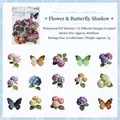 Waterproof PET stickers featuring hydrangea and butterfly designs, 15 unique patterns - Wild Spring Rhapsody Series / 30 Sheets / Flowery Butterfly Shadow