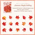 15 Autumn Maple Leaf Waterproof PET Stickers for Scrapbooking - Wild Spring Rhapsody Series / 30 Sheets / Autumn Maple Rolling