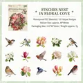 Waterproof PET stickers featuring bird and flower designs for scrapbooking and crafts. - Wild Spring Rhapsody Series / 30 Sheets / Bird Perched in Flower Dock