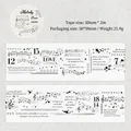 Vintage music notes and literary poetry PET decorative washi tape for DIY journaling - Melody Lyrics / 50mm*2m