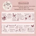 Vintage floral PET tape with butterfly and botanical illustrations for scrapbooking - Floral Butterfly Shadow / 50mm*2m