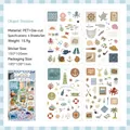 Ocean-themed PET waterproof stickers for scrapbooking, 4 sheets set, blue motifs - Swaying Waves / 4pcs