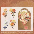 Papier de scrapbooking vintage chrysanthème avec dorure argentée pour DIY - Chrysanthemum Theme