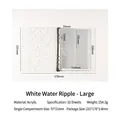Großes weißes Acryl-Ringbuch mit Wasserwellenmuster und detaillierten Größenangaben - A5 Transparent Weiß - Mit 10 Blatt