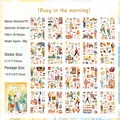 Waterproof PET sticker book Busy in the Morning series with 20 unique sheets of daily life - Pack of 20 / Morning Hustle