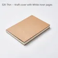 Minimalist 32k kraft paper sketchbook with blank white inner pages for drawing and notes - White Inner Page / 32K Small (124 Pages)