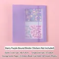 Purple A6 storage album for stickers and cards with elastic strap and 100-photo capacity. - Starry Purple
