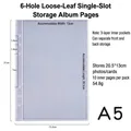Transparente A5 6-Loch-Loseblatt-Aufbewahrungshülle für Fotos und Karten - A5 Binder Nachfüllung Einzeltasche / 10 Blatt Set / Transparent