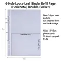 A5 6-Loch transparente Loseblatt-Binder-Innenseiten mit 2 Taschen für Fotolagerung - A5 Binder Nachfüllung Horizontale Doppeltasche / 10 Blatt Set / Transparent