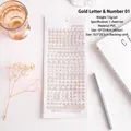 Goldgeprägte wasserfeste PVC-Alphabet- und Zahlensticker für das Journaling Basteln - Großbuchstaben und Zahlen Transparenter Stil / Gold