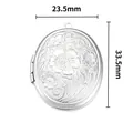Pendentif médaillon photo ovale en acier inoxydable à motif floral 23.5x33.5mm - Motif Floral Acier (Médaillon Ovale) / Pendentif Seul (Sans Chaîne) (23.5x33.5mm)