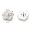 Elegant white Camellia alloy flower decorative button 15mm for coats and sweaters - Flower Pearl Cuff Button / 15mm / White