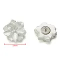 Elegant white pearl luster alloy flower button with 23mm diameter for coat decoration - Flower Sleeve Button / 23mm / White