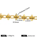 Punk style stainless steel spike rivet chain for DIY jewelry making with dimensions - Handmade Rivet Chain (B1070) / 1.5x6.3mm+5.5x12.6mm / 18K Gold